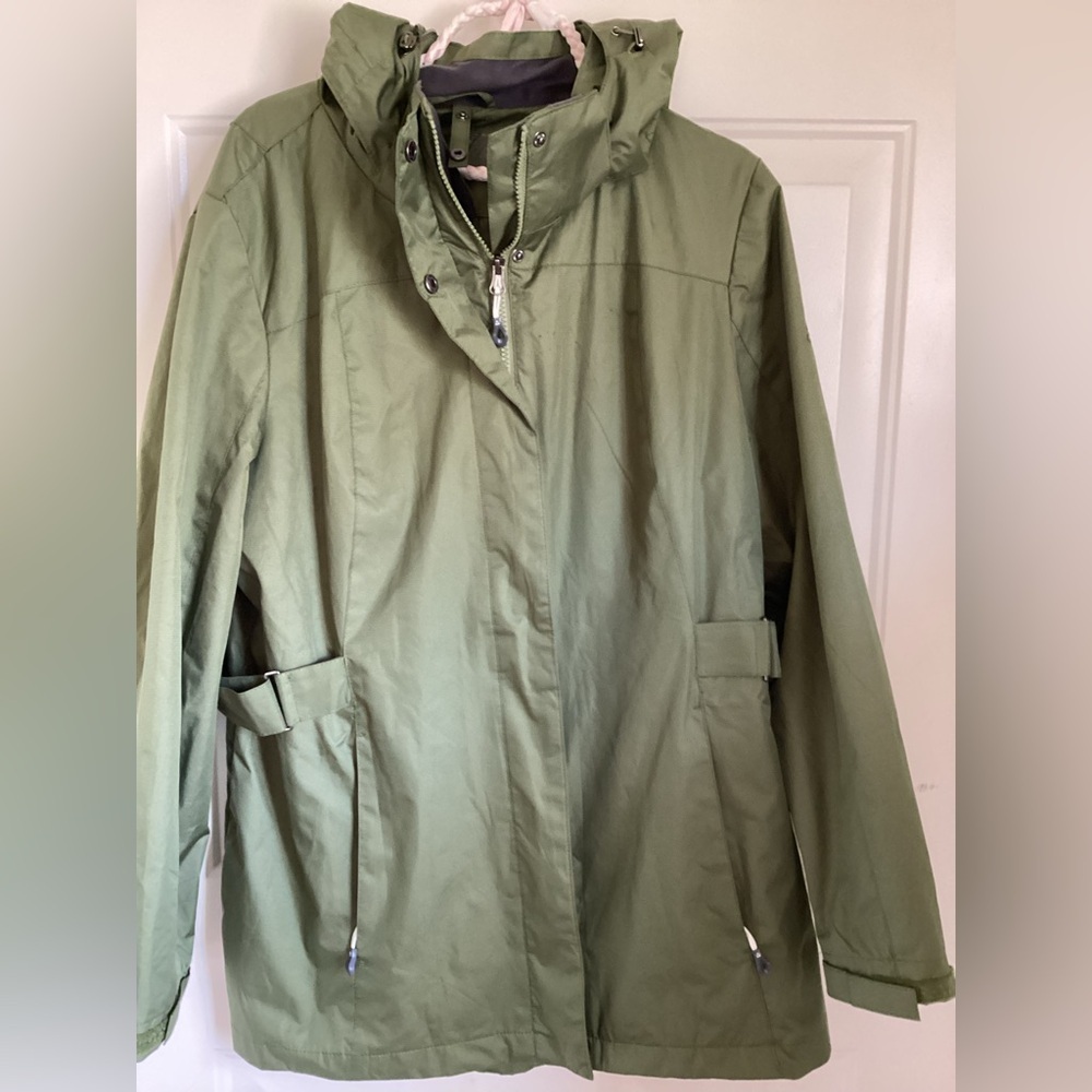 Gerry Women’s XL Olive Green Nylon Hooded Full Zip Jacket Military Hooded